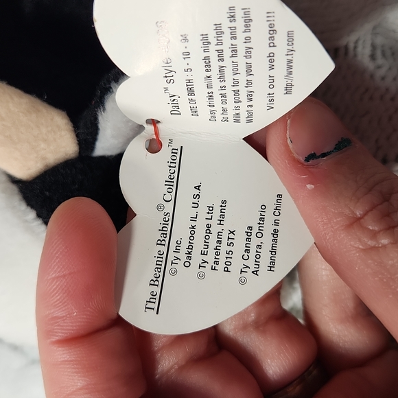 🕸Vintage Ty Beanie Baby Original Daisy The Cow P.V.C. Pellets 1993 - Picture 9 of 11